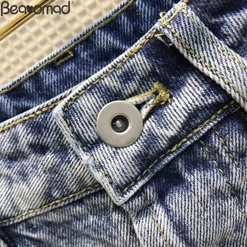 Beanomad 2021 Summer Woman Fashion Blue Casual Pockets Summer Female Casual Vacation Denim Shorts