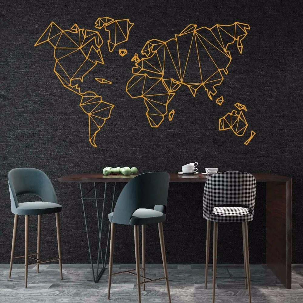 58 см х 100 Геометрическая карта мира Настенная Наклейка Виниловые настенные