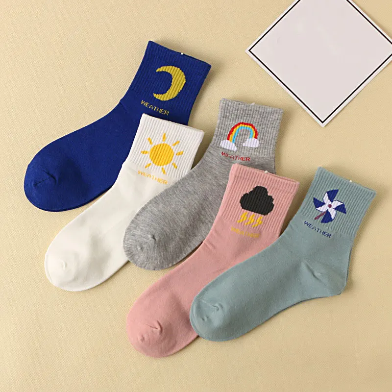 Новинка модные женские носки длинные с принтом в Корейском стиле милые хлопковые