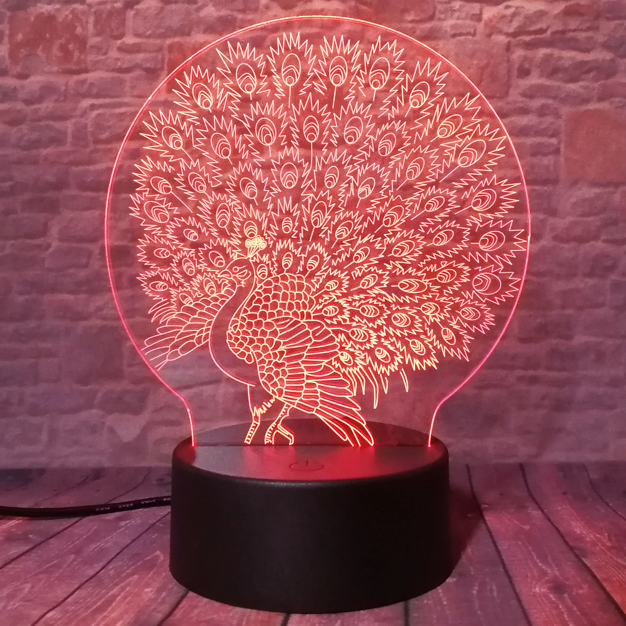 Новинка люминирия красивый павлин открытый экран настольные ночники