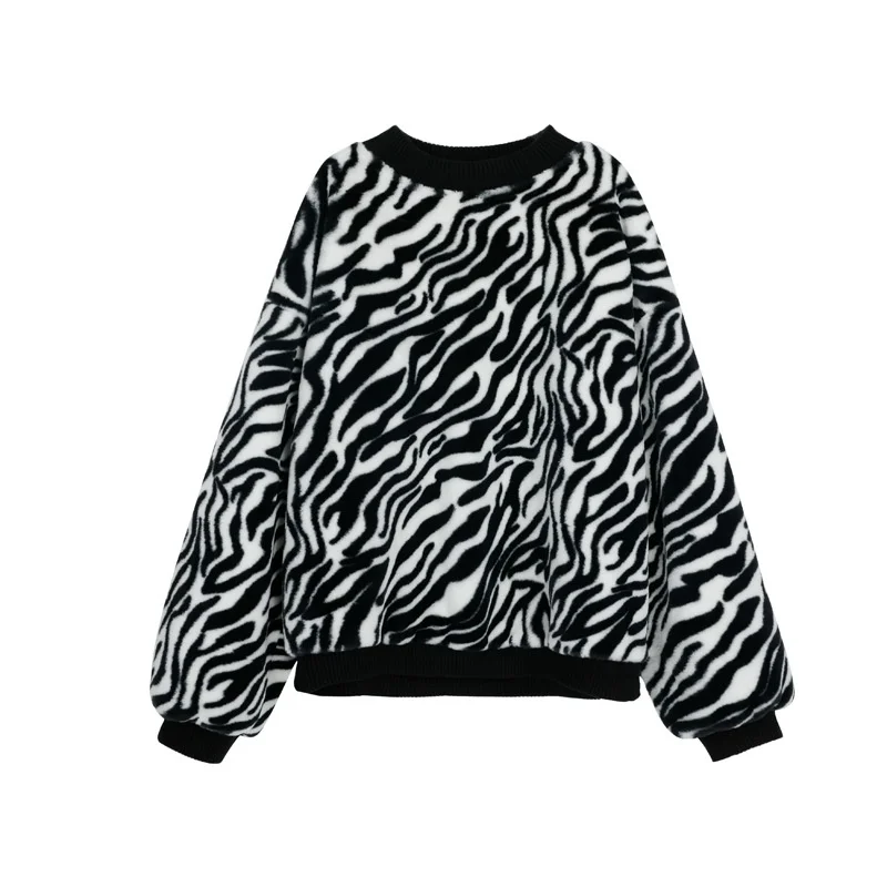 

Zebra plush coat 2020 winter new plush thickened warm jacket women's fashion