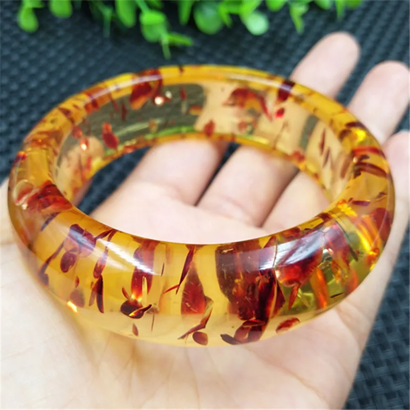 Браслет с янтарным цветком 61-62 мм | Дом и сад