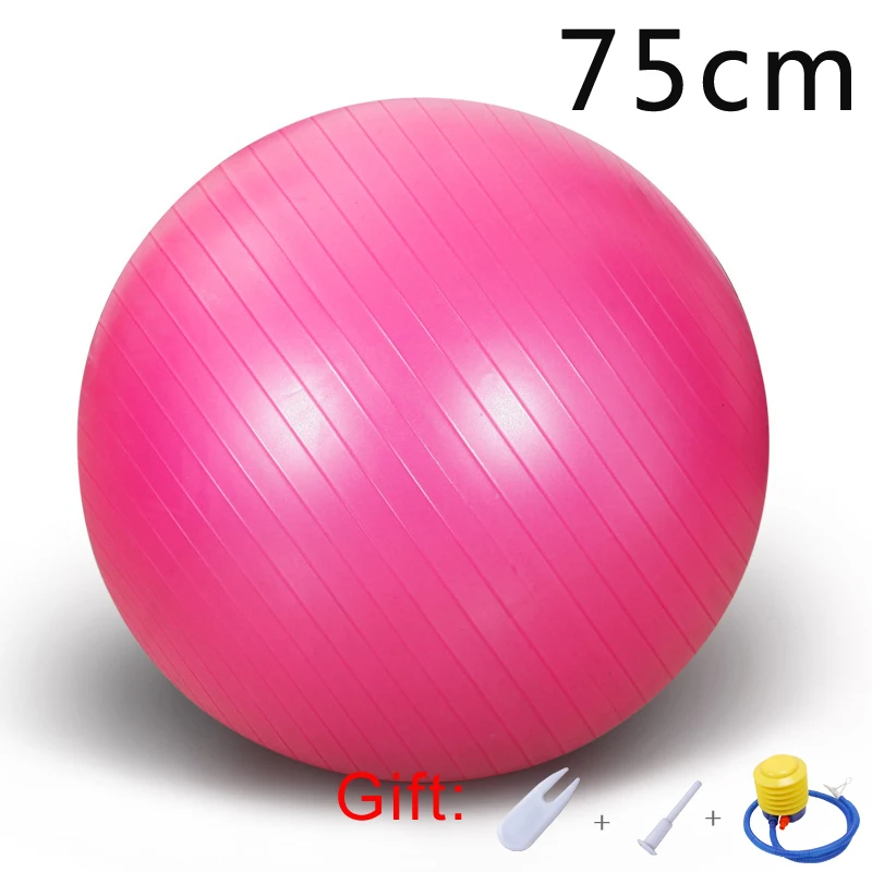 Pink 75cm Спортивные мячи для йоги Пилатес фитнес спортзал фитбол для баланса упражнения тренировки Массажный мяч нескользящий скраб мячи для йоги Бесплатный насос-взрыв - Цвет: Pink 75cm