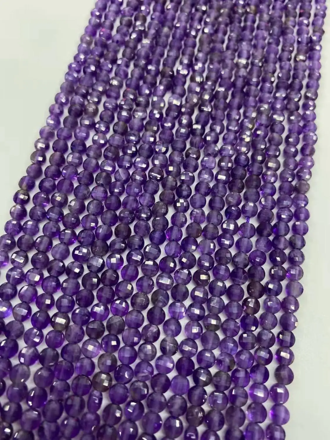 

AAAA natural crystal Amethyst double tortoise cut face Natural stone jewelry DIY boutique length 38cm