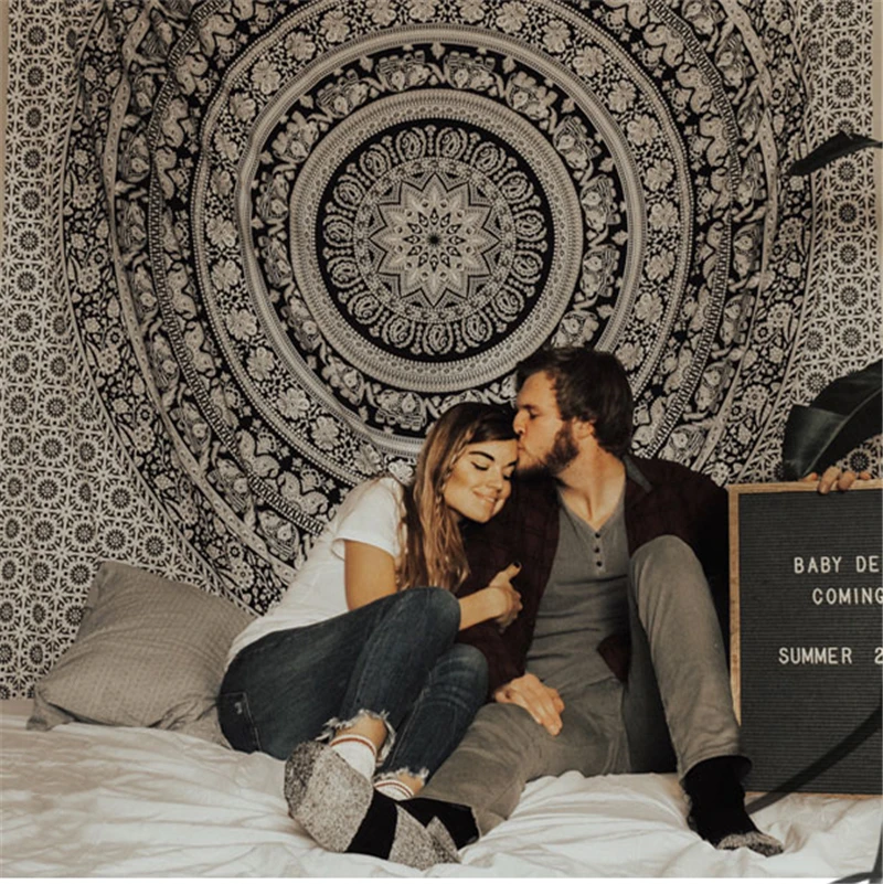 Богемный гобелен мандалы розовый хиппи индийский слон бохо Большой Настенный