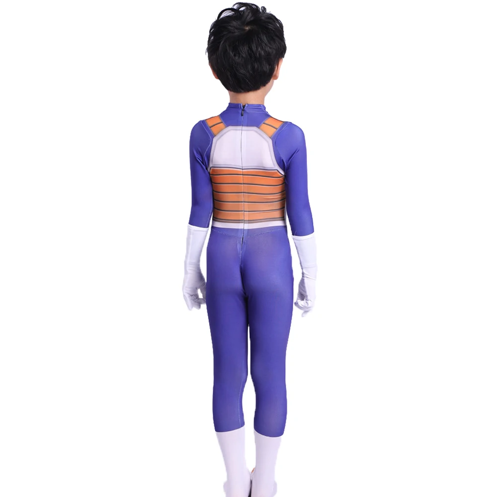 halloween anime vegeta cosplay costume baby children super blue battle spandex party jumpsuit costume for adult kid free global shipping