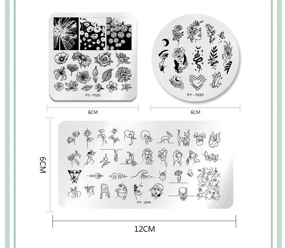

Nail Charms Snake Leopard Nail Stamping PlatesGeometric Lines Leaves Flowers Design Image Printing Plates Stencil Stamp Tools