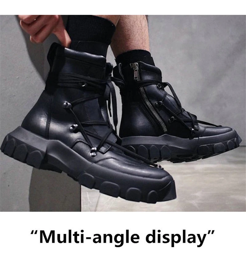 Botas hombre; коллекция года; Мужские ботинки в байкерском стиле; Модные Ботинки martin на платформе; мужская повседневная обувь с высоким берцем; 9#20/15D50