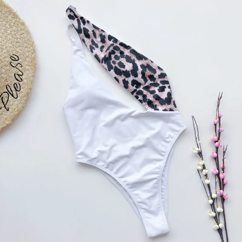 Цельный купальник на одно плечо 2020 сексуальный с глубоким v образным вырезом