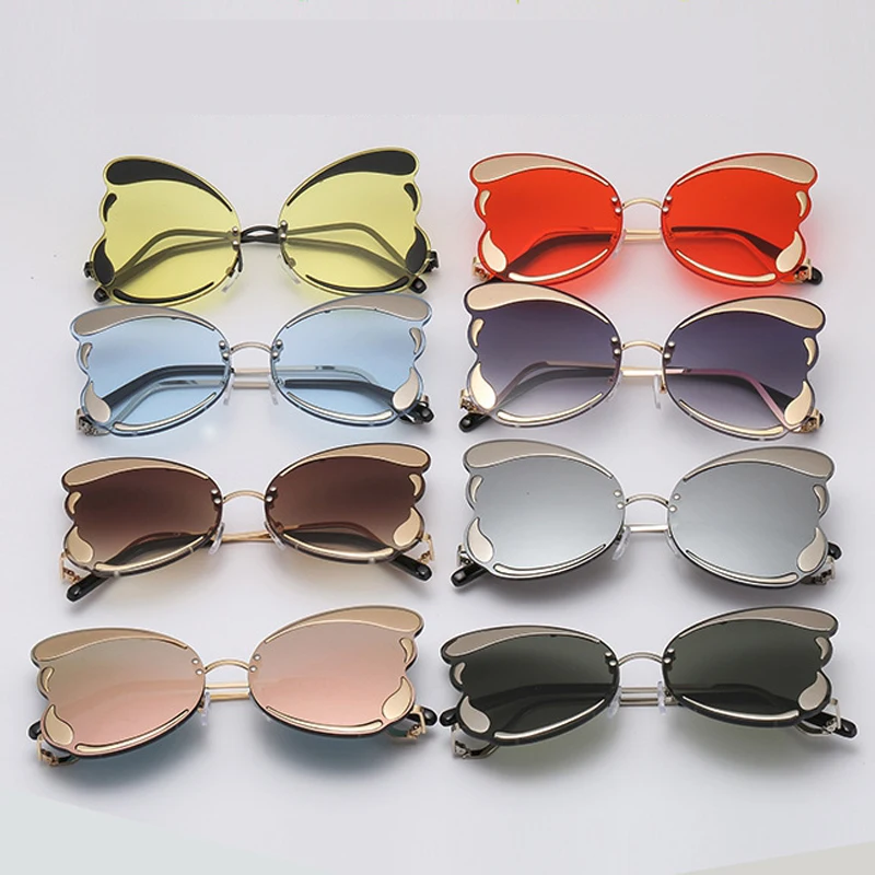 47247 УНИКАЛЬНЫЕ Солнцезащитные очки без оправы с бабочками для мужчин и женщин