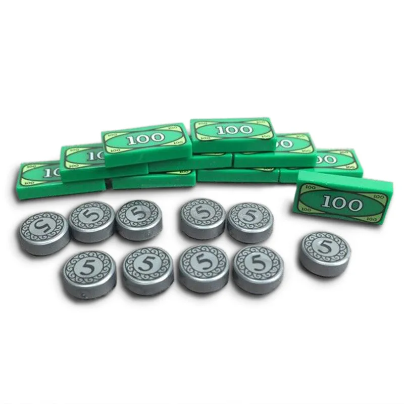 

50Pcs/set MOC Bricks Parts Accessories Painted Silver Gold Bars Ingots Coins Bullion Building Blocks Model DIY Toys for Children
