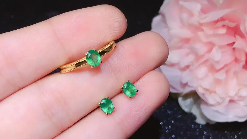 Юбилей лучший подарок натуральный изумруд комплект ювелирных изделий из