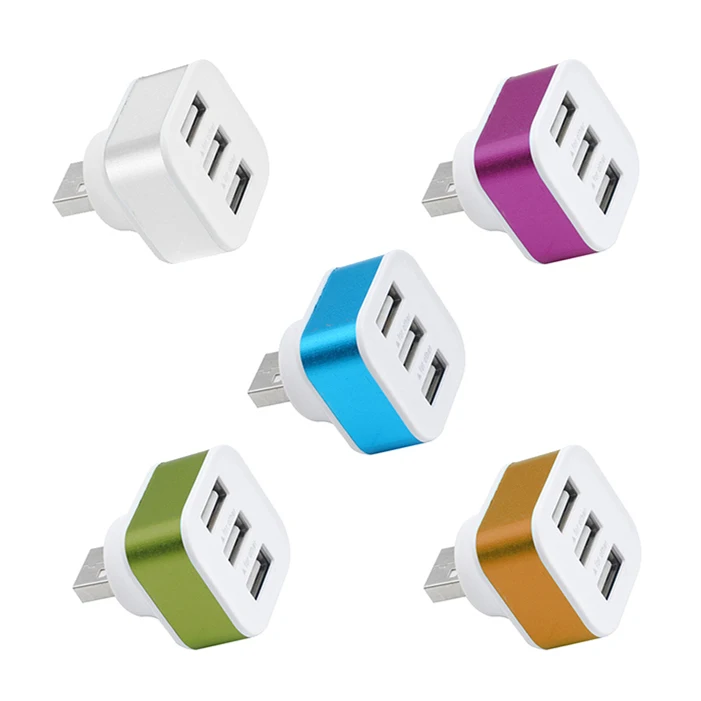 

High Speed 3 Ports Portable USB2.0 HUB Aluminium Alloy+ABS Phone Splitter Adapters Rotatable Plug Random Color