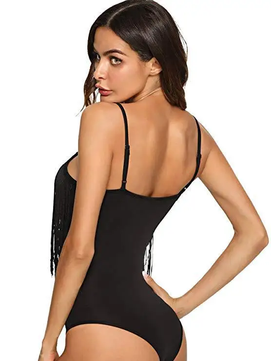 

Best lingerie new black sexy tassel conjoined women's underwear