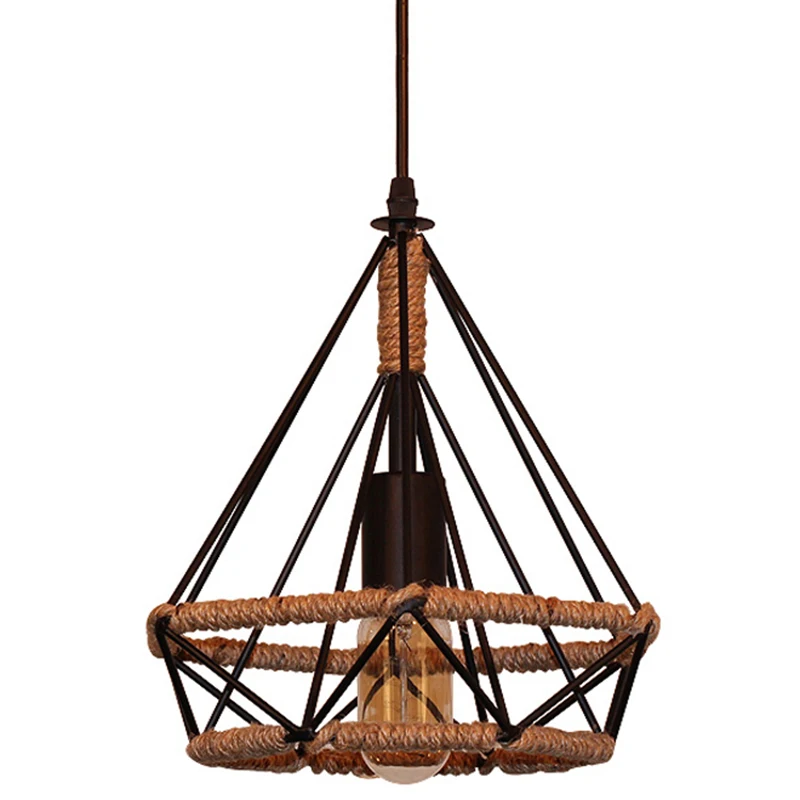 Скандинавские кованые Ретро пеньковые веревки ресторанные люстры промышленные