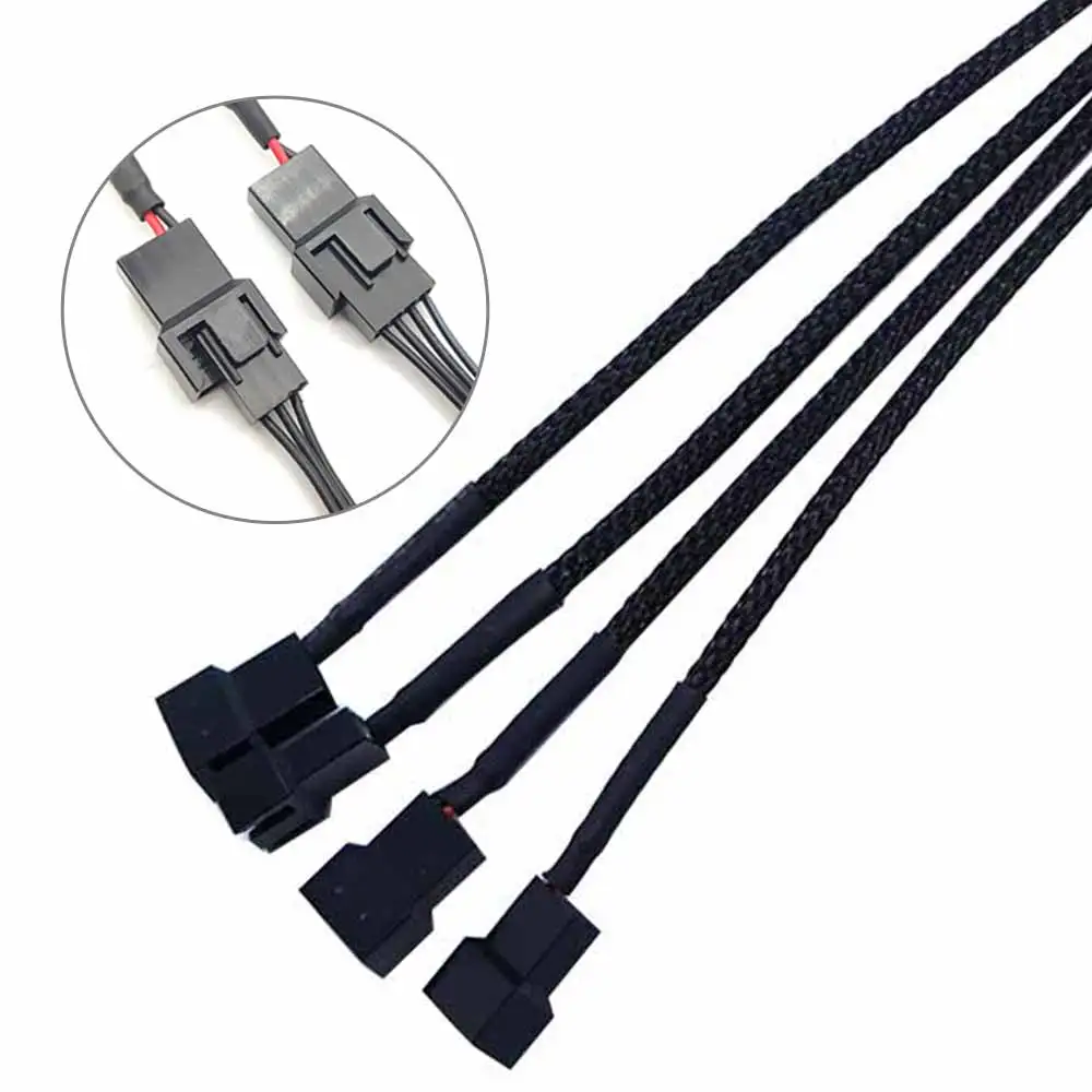 

SATA to 3/4Pin Fan Adapter Cable Power Sleeved Braided HUB Expansion Cables Splitter 1 to 2/4 Computer Fan Cable Converter