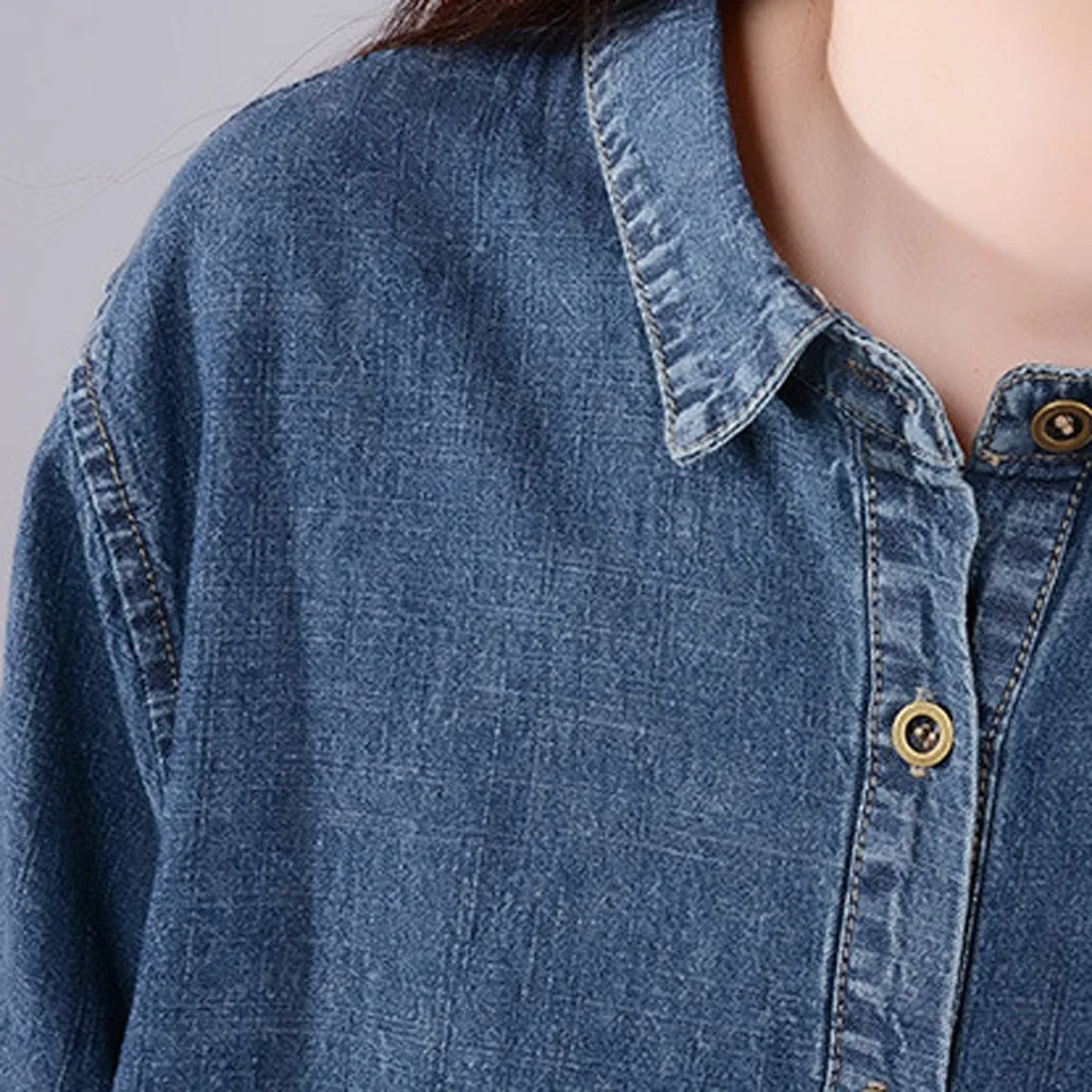 

Lady Fashion Women Dress Denim Dresses Zipper Lapel Short Sleeve Knee Length Dress Summer Grils Ladies dress comfortable new