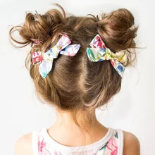 Juego de 2 unids/set de pinzas para el pelo de algodón para niños, accesorios populares para el cabello de bebé, estampado BB, 2019 (1)