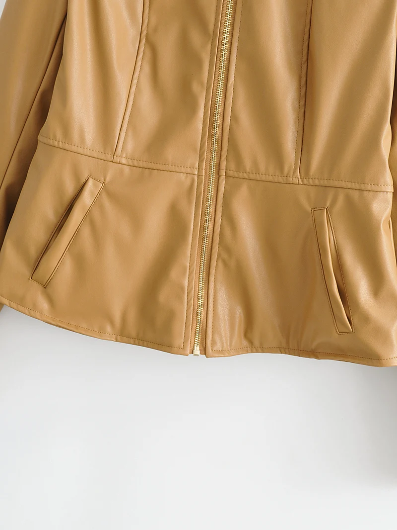 

CINESSD 2020 new Fashion Autumn Winter PU Coat Women Jacket O neck Cropped Jackets Overcoat Single Breasted zipper Slim Outwear