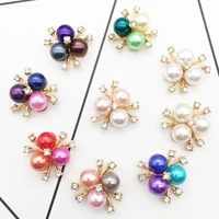 diy accessories 10pcsset 20mm pearl rhinestone alloy flat back buttons for wedding cards champagne wine glass decoration