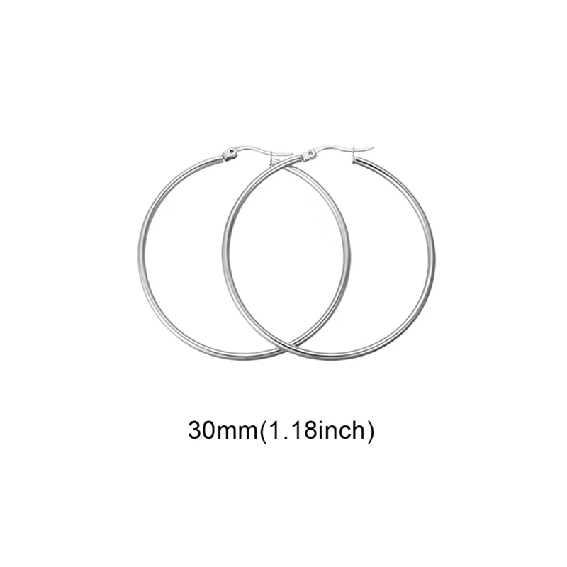 EAR8507SV3 Простые новые модные ювелирные изделия из титановой стали, большие круглые серьги-кольца для женщин, преувеличенное кольцо для ушей из нержавеющей стали, круглая линия - Окраска металла: EAR8507SV3