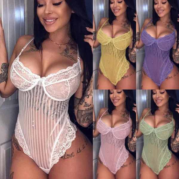 

Lace Bodysuit Women Sleeveless BodySuits for Women Romper Fashion Solid Color Jumpsuits Sexy Mesh One Piece Jumpsuit Playsuit