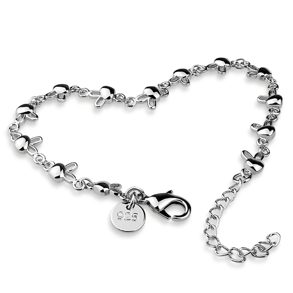 Для женщин Твердые 925 стерлингового серебра браслет цепочка цвета подлинного с