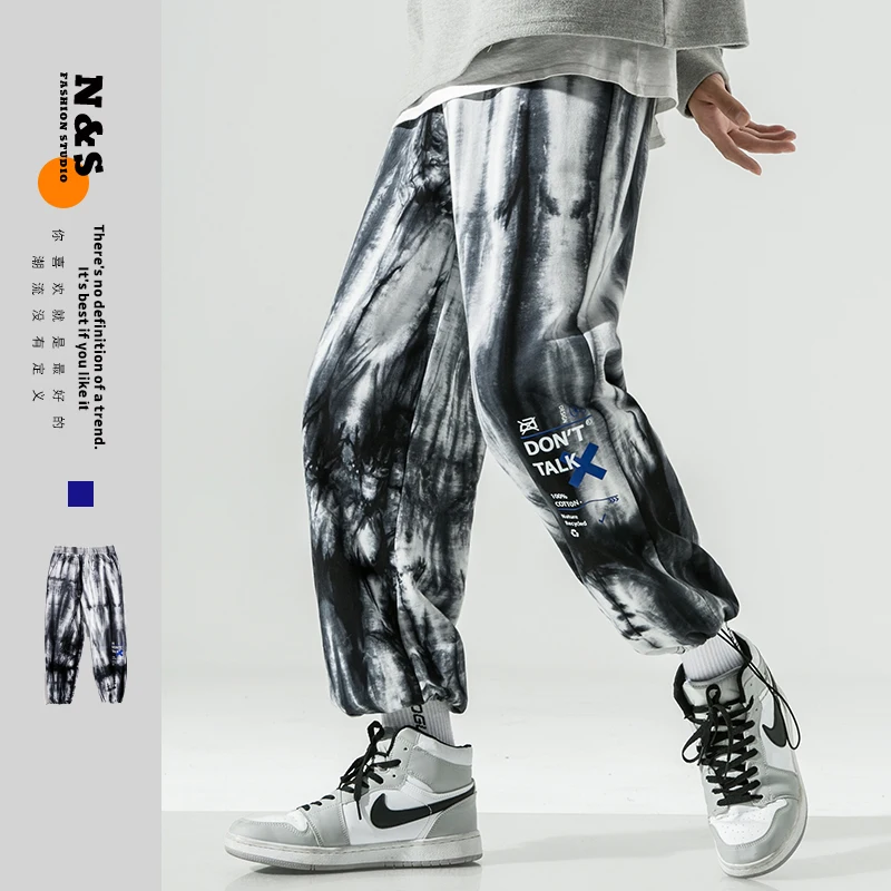 

2021 Men's Autumn Hot Style Original Japanese Sweatpants Loose Sweatpants Tie-Dye Shadowless Wall Casual Pants Blue