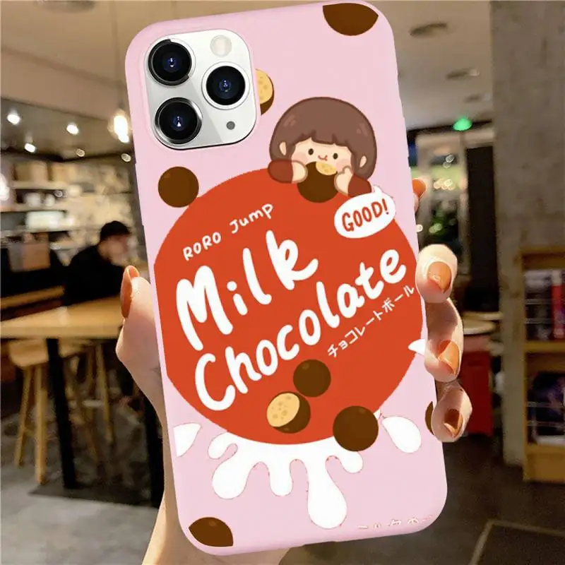 

Cute anime girl snacks Phone Case Pink Candy Color for iPhone 6 7 8 11 12 s mini pro X XS XR MAX Plus
