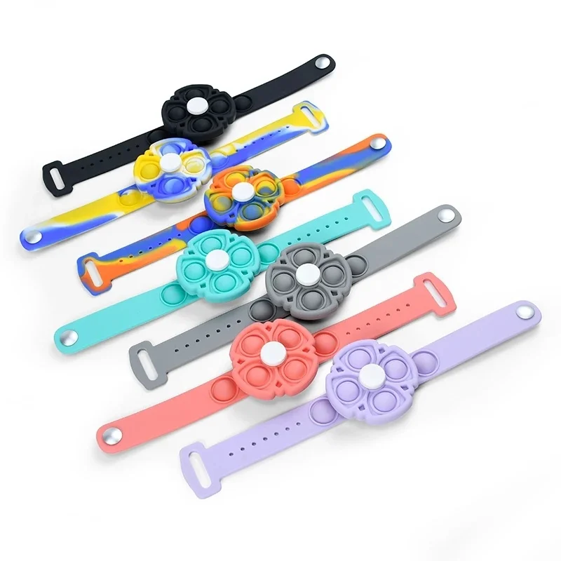 

New Push Bubble Bracelet Simple Dimple Fidget It Spinner Toys Silicone Wristband Hand Figet Sensory Unzip Bracelets Antistress