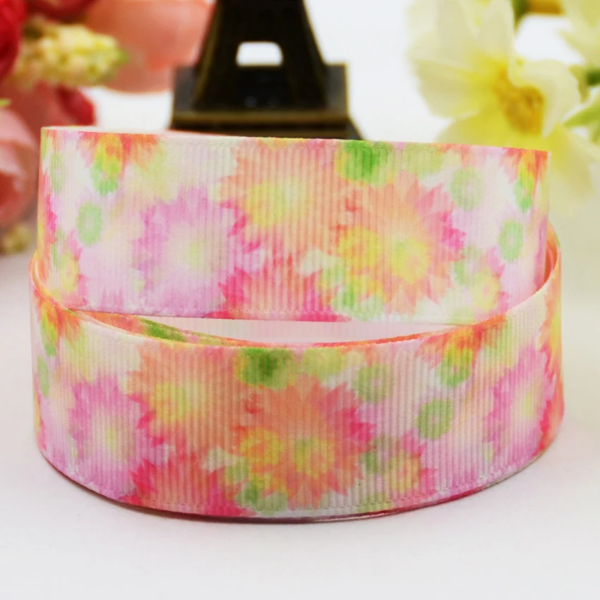 

7/8'' 22mm,1" 25mm,1-1/2" 38mm,3" 75mm Flowers Cartoon Printed grosgrain ribbon party decoration 10 Yards X-01028