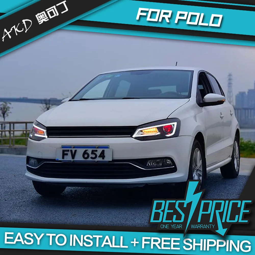 АКД автомобилей Стайлинг фар для VW Polo 2011-2017 фары светодиодный ходовые огни