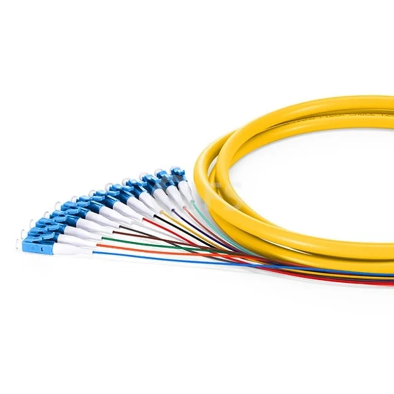 10Pcs/Lot 1.5m (5ft) LC UPC 12 Fibers OS2 Single Mode Bunch PVC (OFNR) 0.9mm Fiber Optic Pigtail