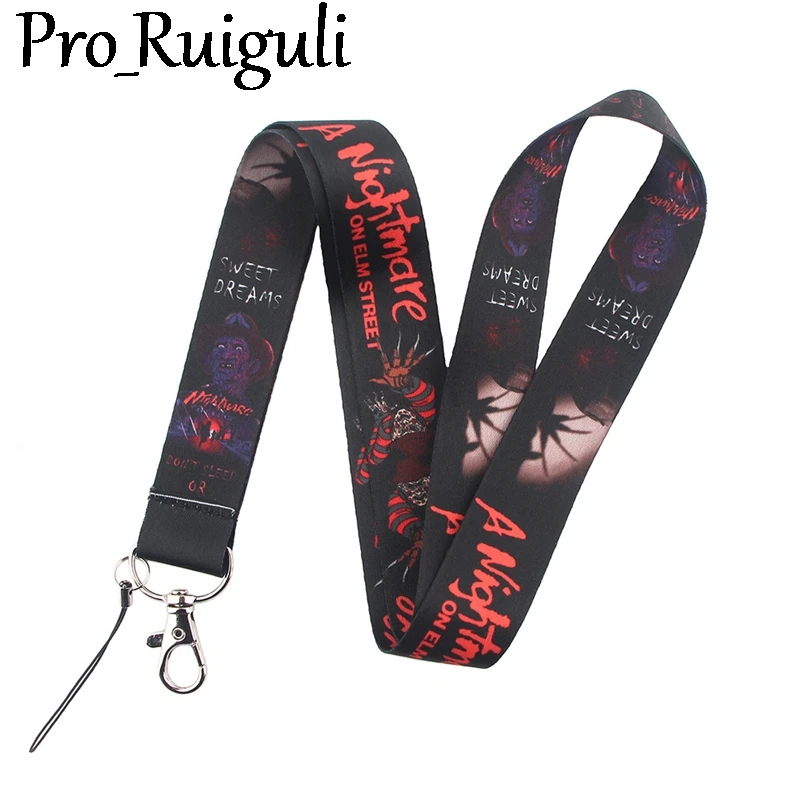 

30pcs Freddy Krueger Neck Strap Lanyards ID badge card holder keychain Mobile Phone Strap Gift Ribbon webbing necklace DIY Hang