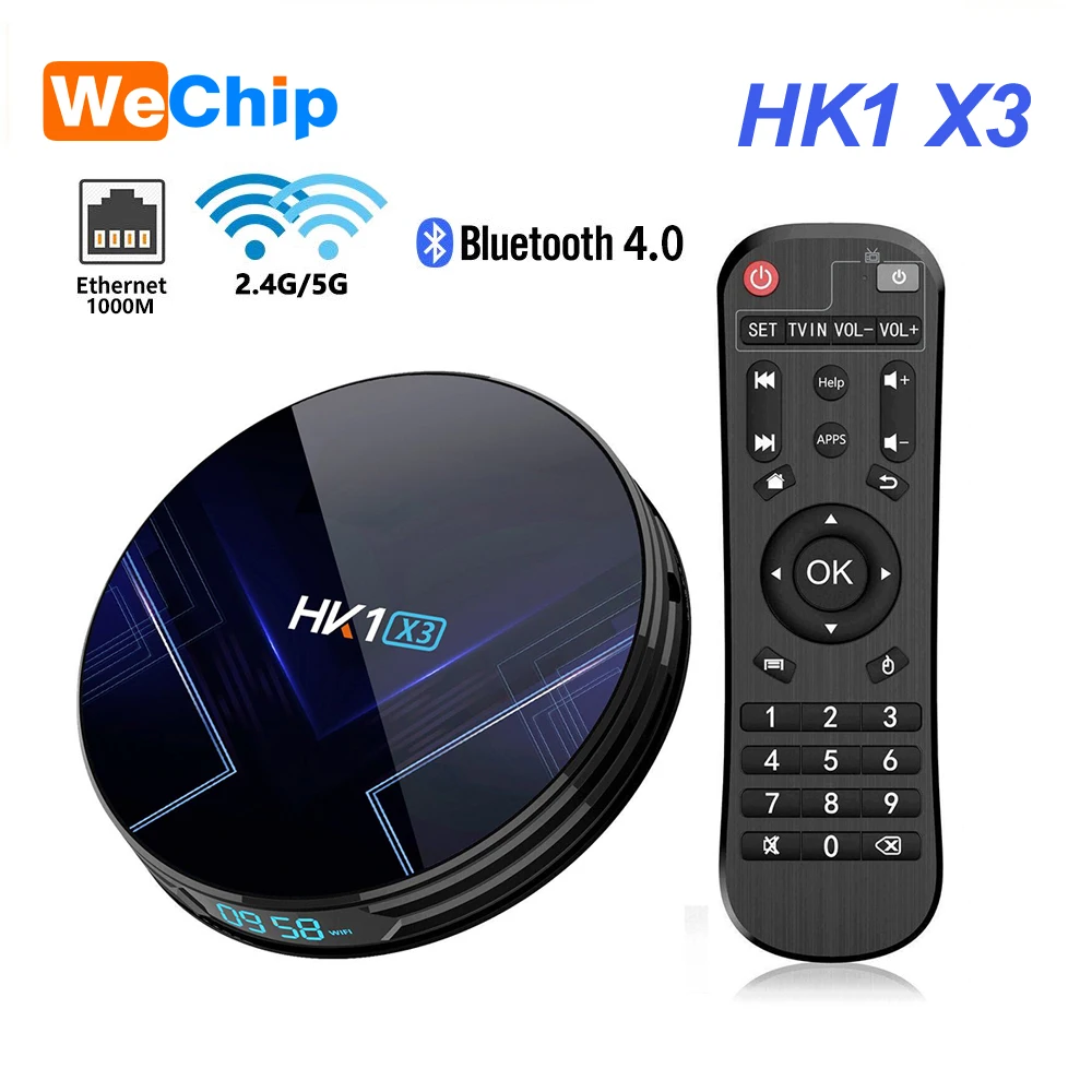 Оригинальная смарт ТВ приставка Wechip HK1 X3 Android 9 0 4 Гб ОЗУ Amlogic S905X3 2 4G и 5G Wifi BT4.0 1000M LAN