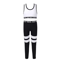 kid girls tracksuits two piece sport sets summer running fitness suits sleeveless racer back tank top with leggings pants outfit