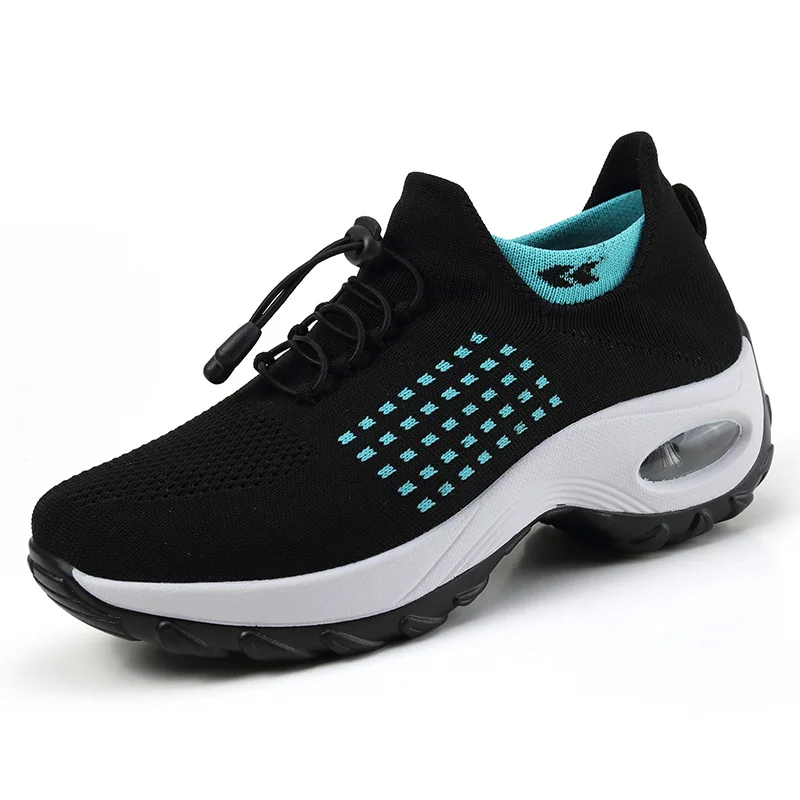 

Women's Shoes Thick-soled Set Foot Heightening Socks Mother's Shoes Breathable Slope Heel Lazy Plus Size