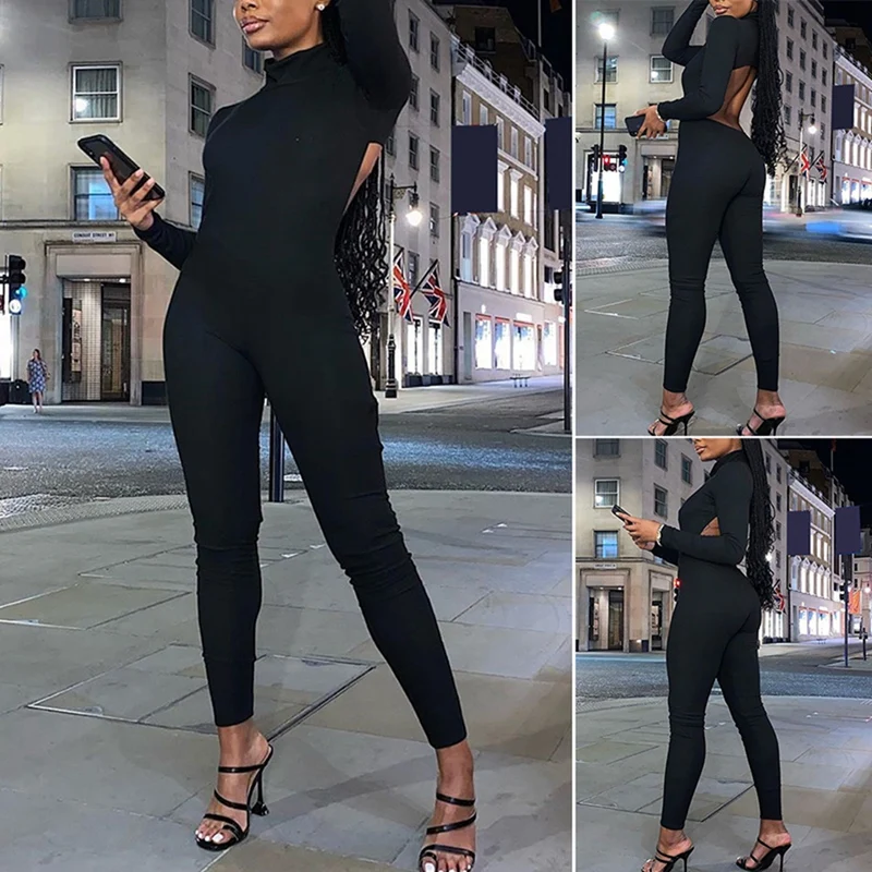 

Выдалбливают, женский купальник с открытой спиной комбинезоны с длинным рукавом Осень Черный Комбинезон спортивный костюм комбинезон для ...