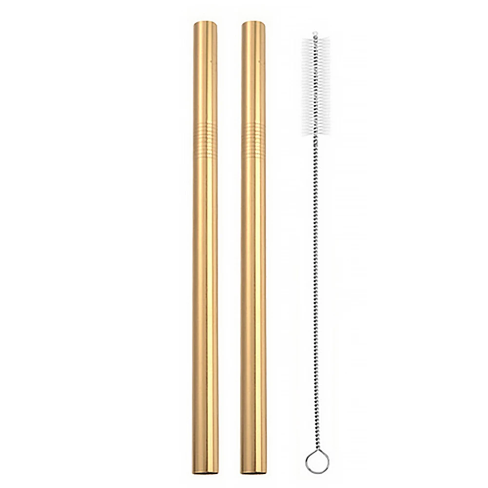 2pcs straw Аксессуары для бара, портативная складная многоразовая щетка для чистки, металлические стальные соломинки для питья, вечерние, изогнутые, для путешествий, силиконовый чехол - Цвет: 2pcs straw