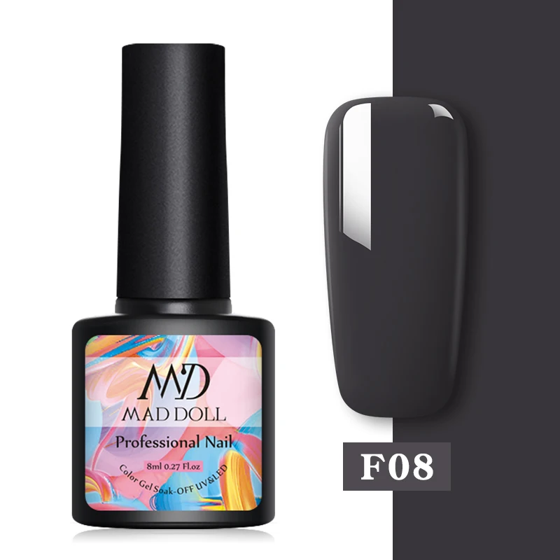 F08 MAD DOLL, 8 мл, Гель-лак для ногтей, красный, синий, фиолетовый, смешанные цвета, отмачивается от УФ-лака, долговечный гель для дизайна ногтей - Цвет: F08