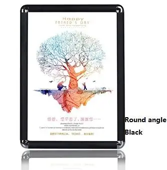 rounded angle black Передняя открытая рамка плаката из алюминиевого сплава рамка лифта Рамка для рекламы Бизнес лицензия большая рамка для фотографий настенная подвесная рамка для картин - Цвет: rounded angle black