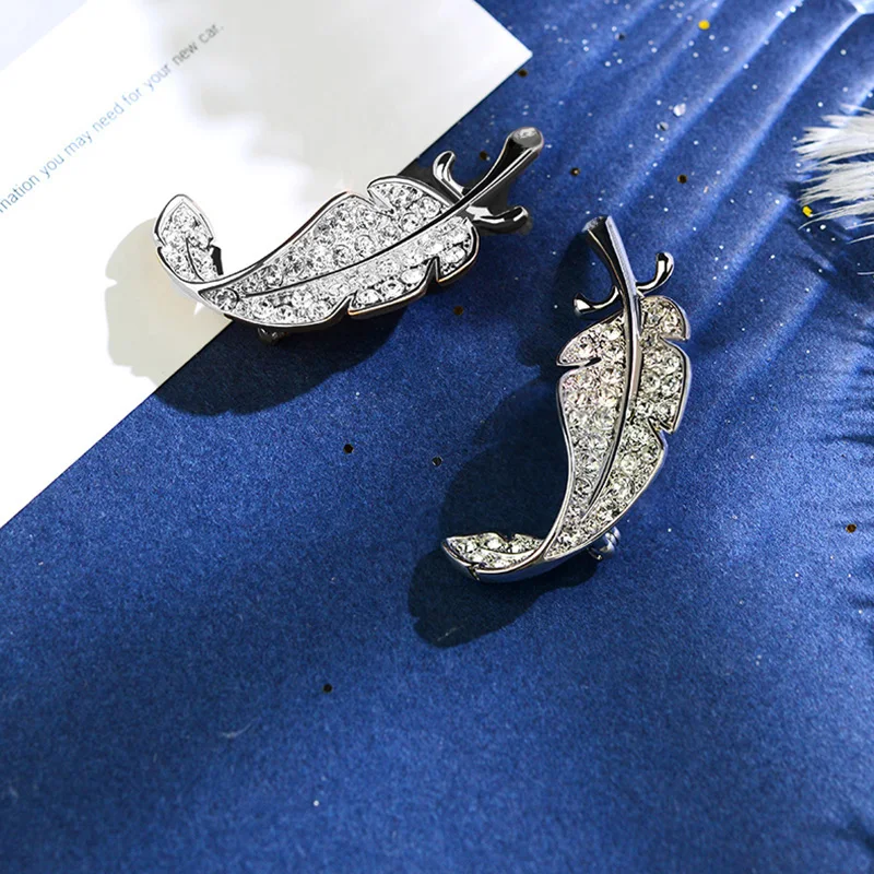 2020 корейский стиль Серебряный цвет женские Броши Мода лист Брошь с кристаллами