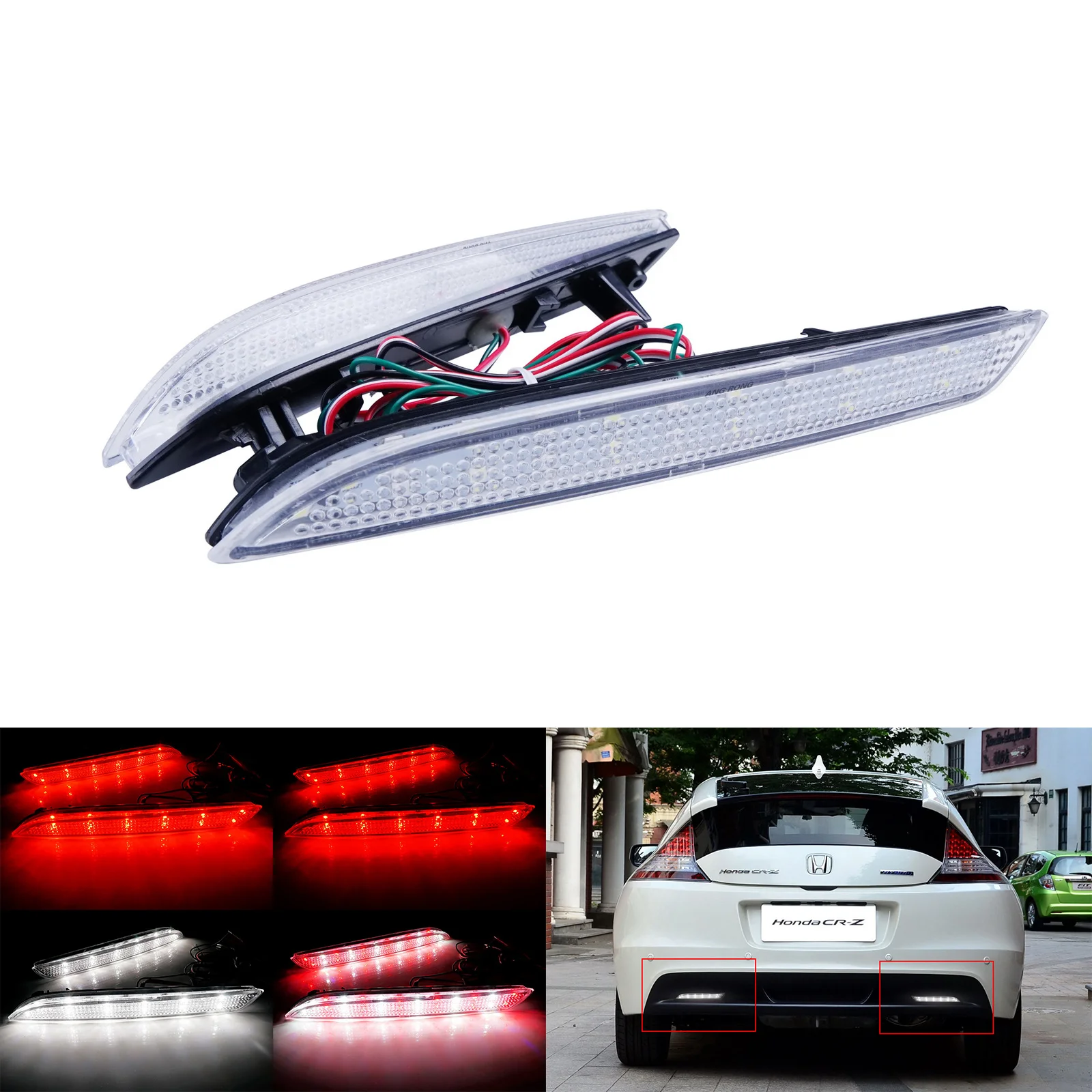 2X LED Rear Bumper Reflector Brake Light 12V For Honda Insight CRZ CRV Acura TSX