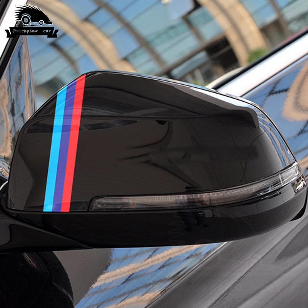 Наклейка на решетку радиатора зеркала заднего вида 4 шт. в спортивную полоску для