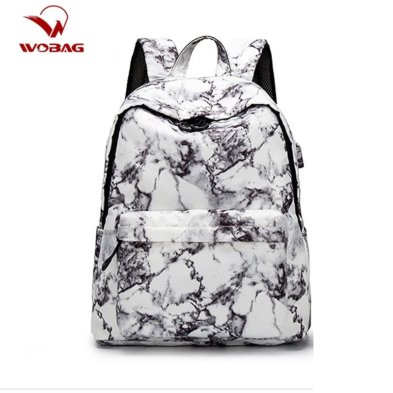 Рюкзак женский под мрамор с USB портом 14/15 6 дюймов|Мужские рюкзаки| |