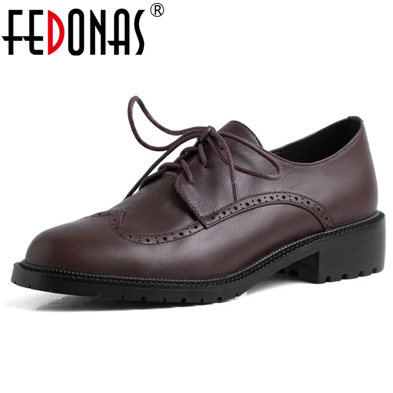 Женские классические туфли лодочки FEDONAS из натуральной кожи с круглым носком на