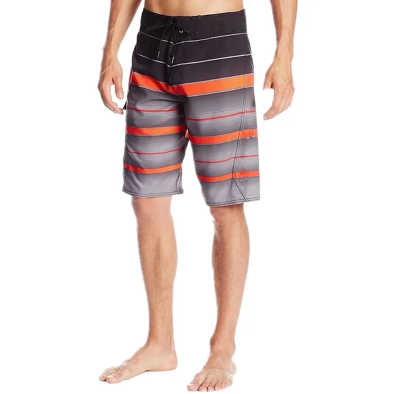 Мужские черные оранжевые пляжные шорты в полоску размер 36 дюймов | Мужская одежда