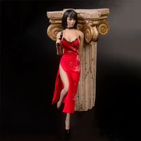tym102 16 female clothes girls sexy high slit neck strap printed cheongsam clothing accessories with gun for 12 action figures