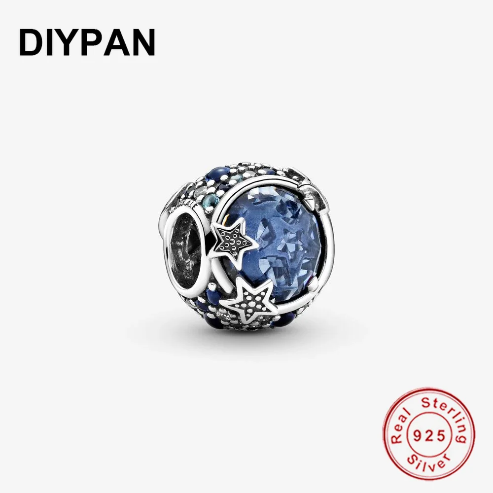 

Fit Pandora Original Bracelet Charm 925 Silver Celestial Blue Sparkling Stars Charm Pendant Women Jewelry Berloque