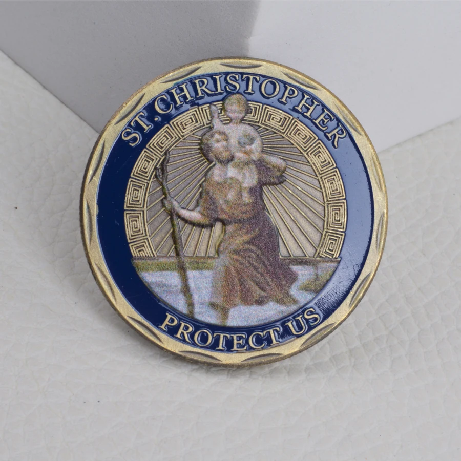 St. Christopher Commemorative Coin Patron Saint Of Travelers Challenge Gift Collection Non Currency | Дом и сад